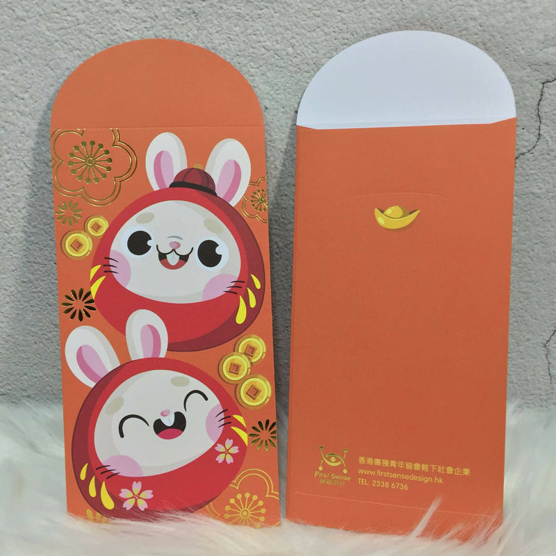 【創視設計 First Sense Design】日式達摩兔兔利是封（一套六個）
